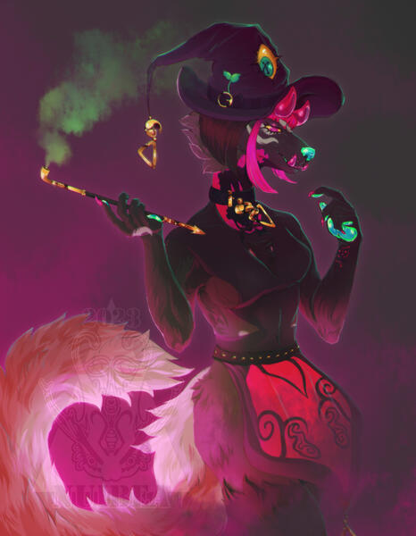 Art trade with Akumaatcha, halfbody full-shad