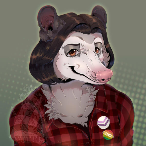 Commission for Opossum on the spectrum, headshot full-shad